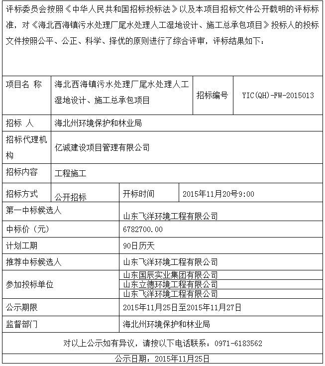 中标公示