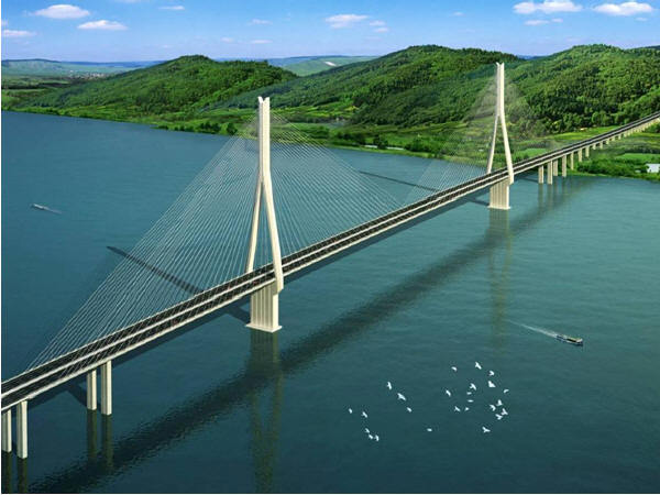 跨河大桥模拟图